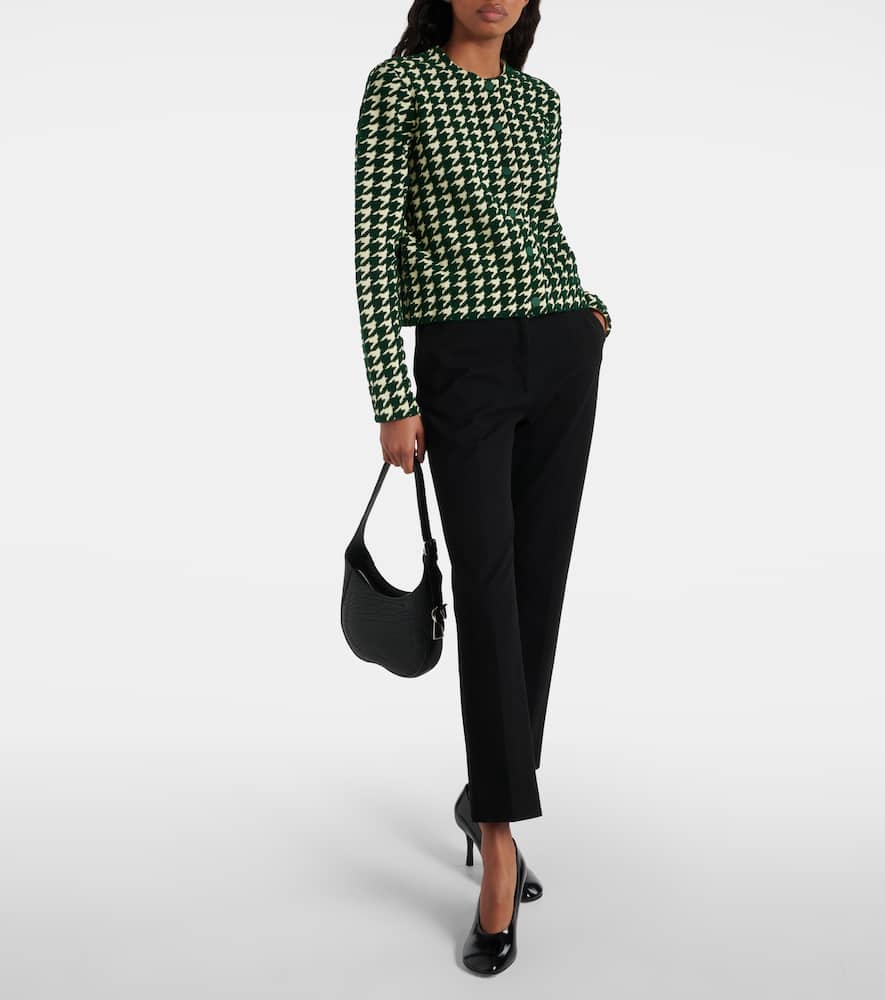 Houndstooth cotton-blend cardigan