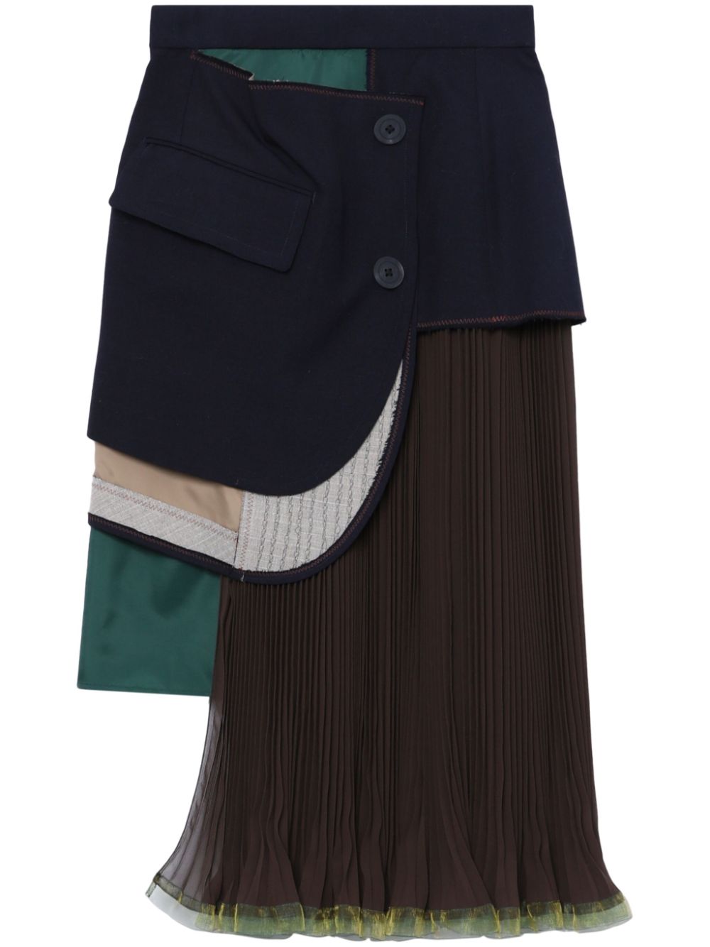 Layered asymmetric midi skirt - Blue