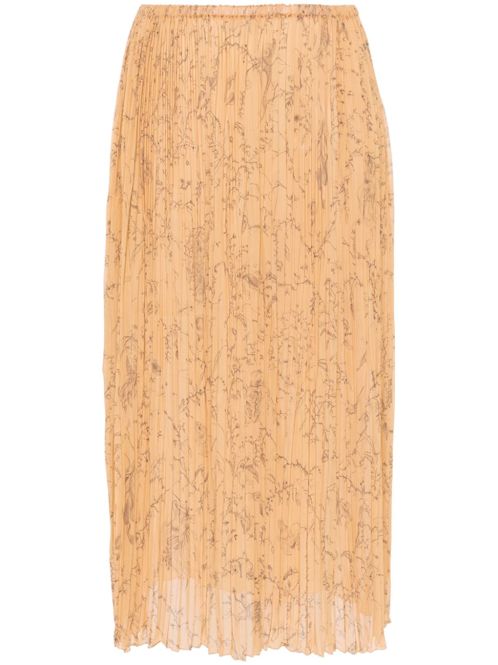 Fabula-print plissé midi skirt - Yellow