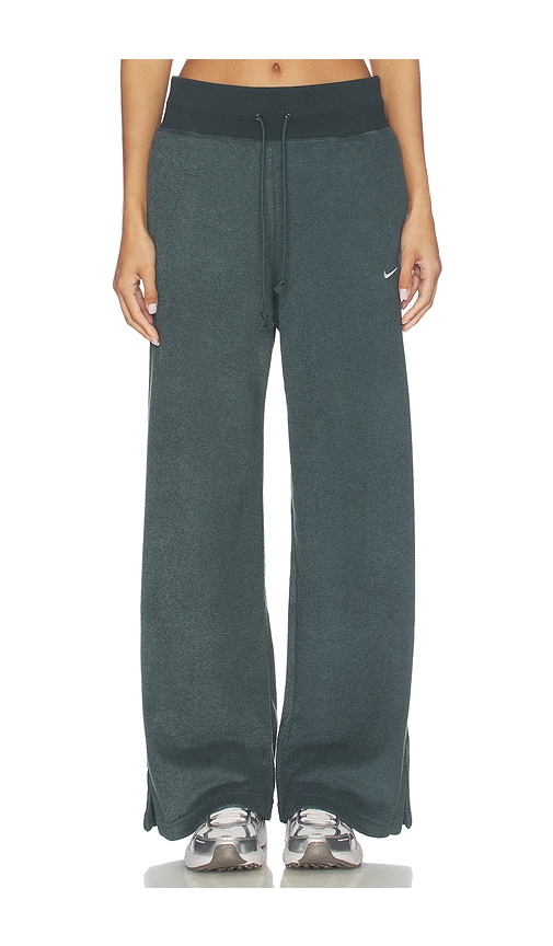 Nike High Waisted Wide Leg Cozy Fleece Pant in Dark Green. - M also in L, S, XL/1X, XS, XXL/2X