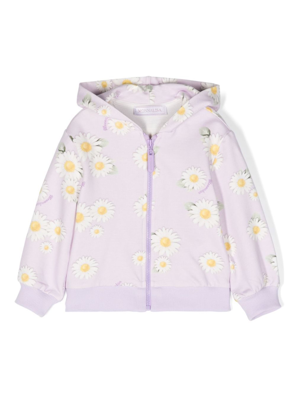 Floral-print zip-up hoodie - Purple