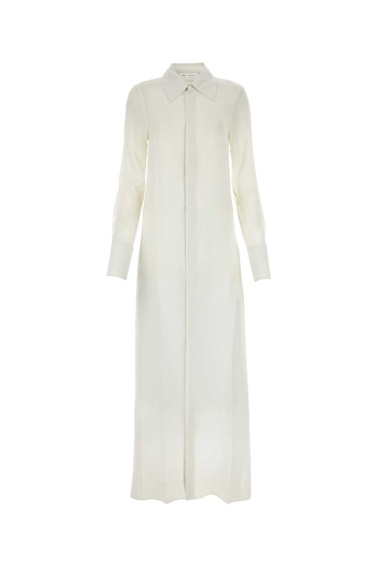 Chalk crepe shirt dress