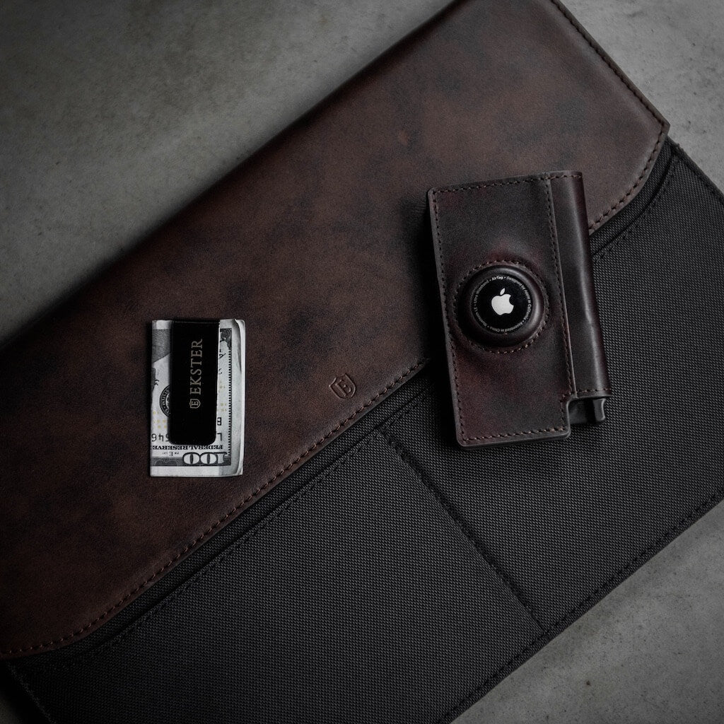 Ekster Wallet for AirTag Fits up to 12 cards & cash Apple Compatible Classic Brown
