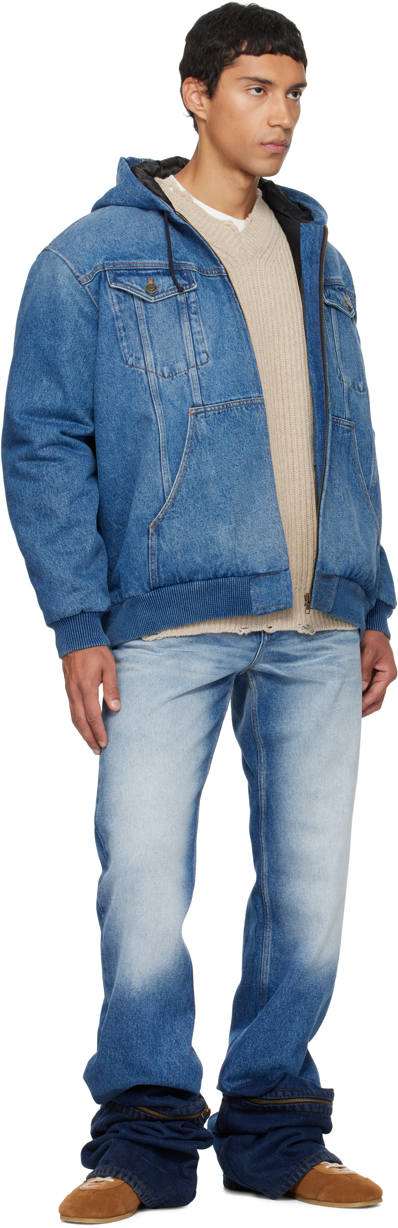 Blue Hooded Denim Jacket
