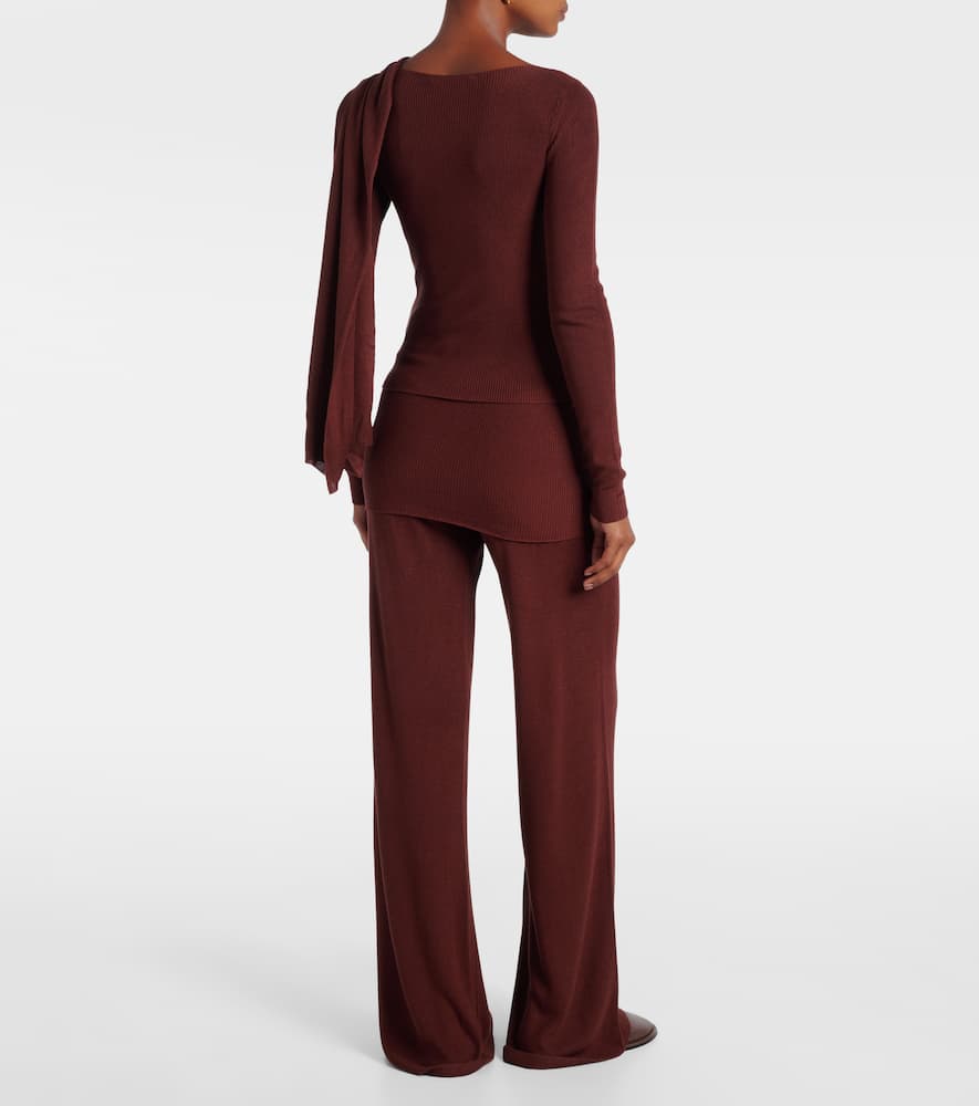 Draped silk-blend top