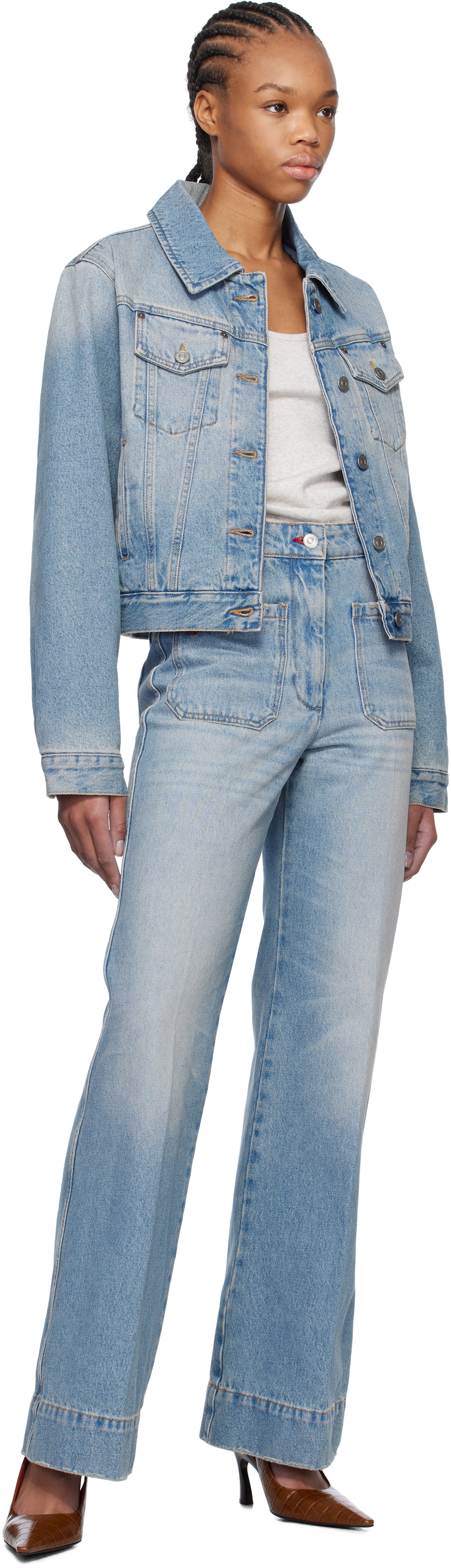 Victoria Beckham Blue Padded Denim Jacket
