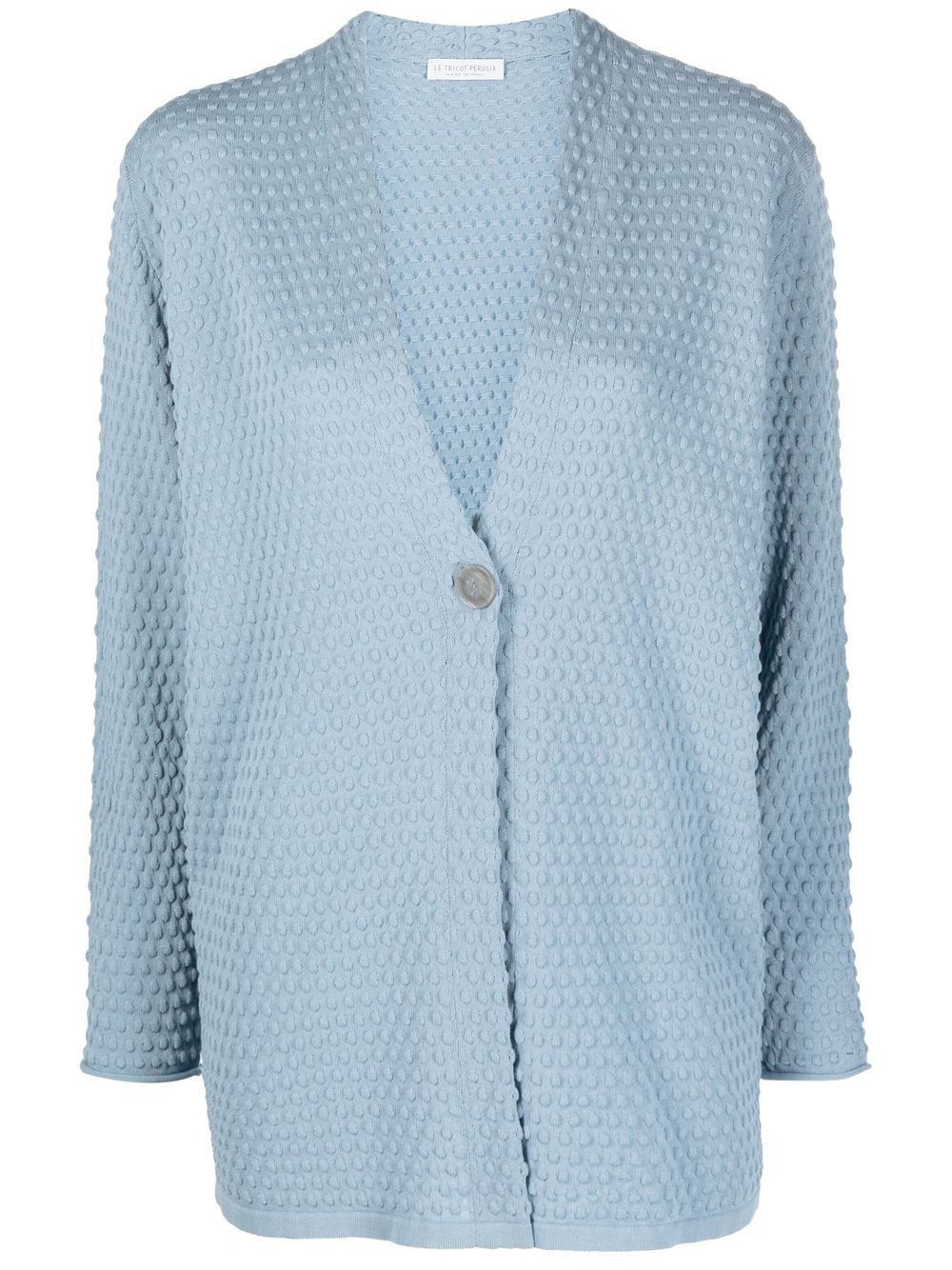Textured button-front cardigan - Blue