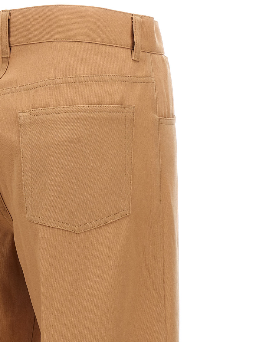 -Loose Leg Pantaloni Beige-Donna