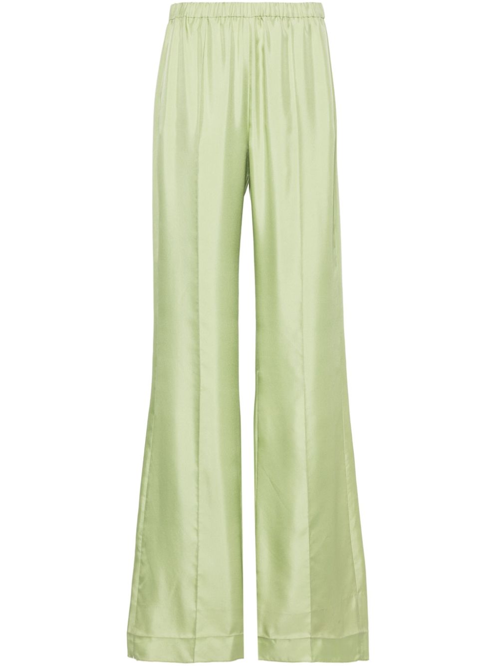 Wide-legged silk trousers - Green