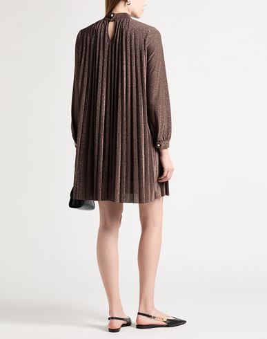 Crochè Woman Mini dress Bronze Size M Polyester, Viscose, Polyamide, Metallic Polyester, Elastane