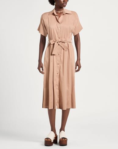Woman Midi dress Sand Size 10 Cotton, Polyamide, Elastane