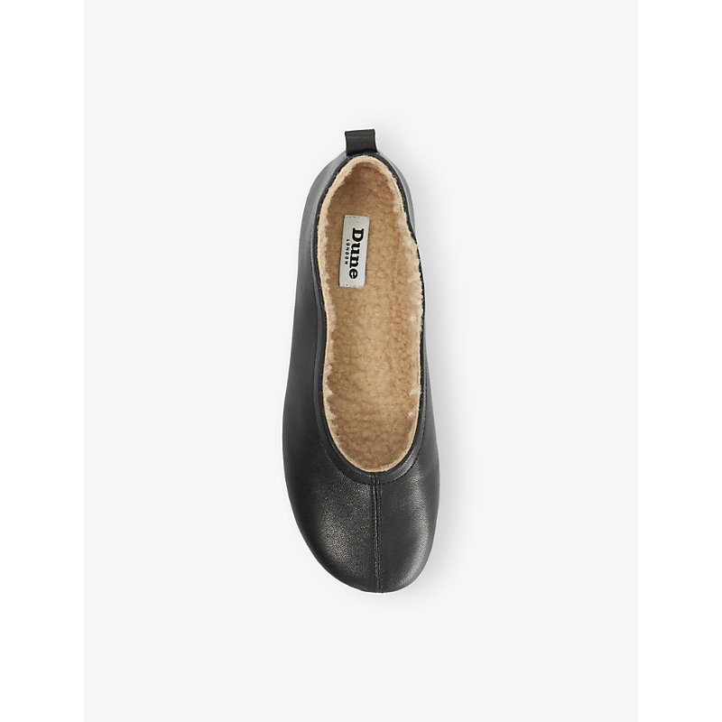 Womens Harliee Faux-Shearling Lined Leather Ballet Flats