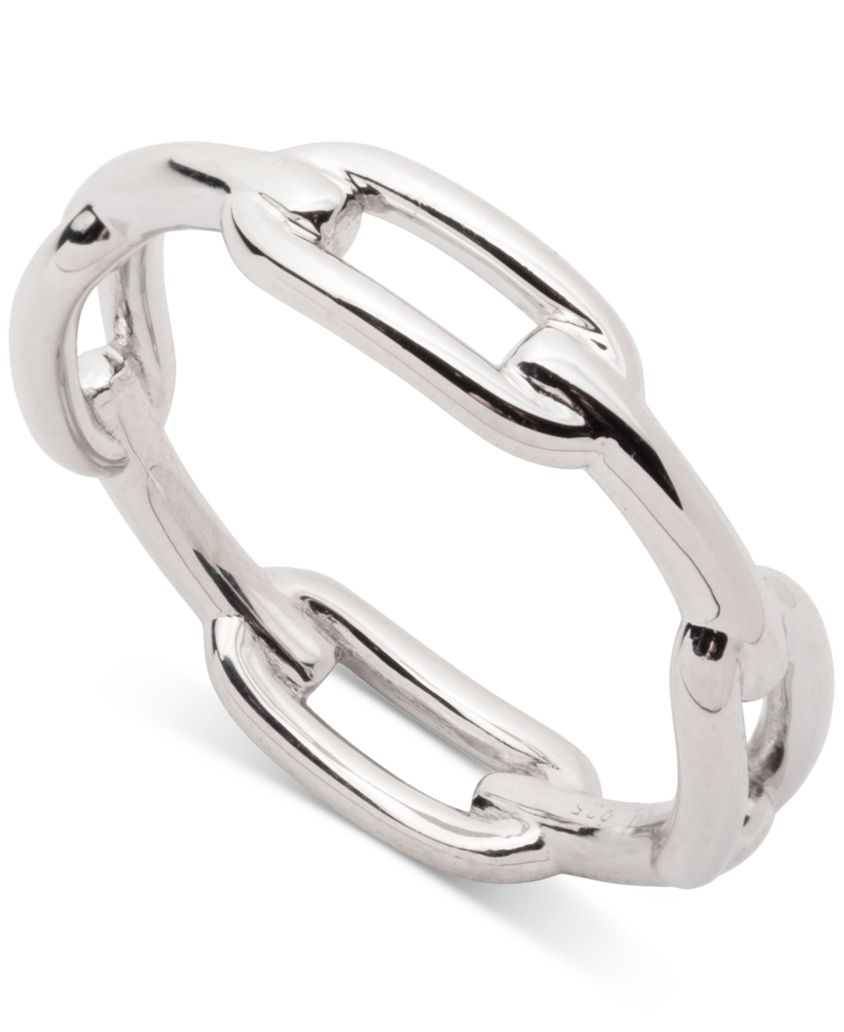 Sterling Silver Link Stack Ring - Rhodium