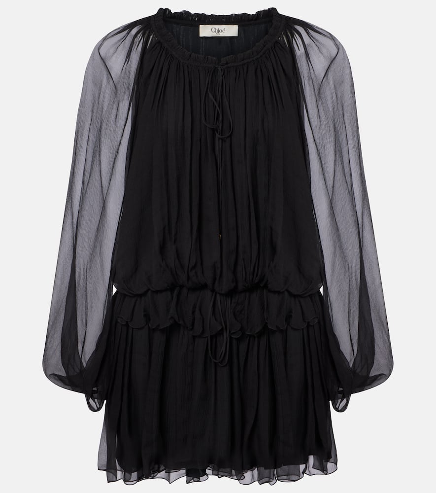 Chloé Ruffled draped silk minidress