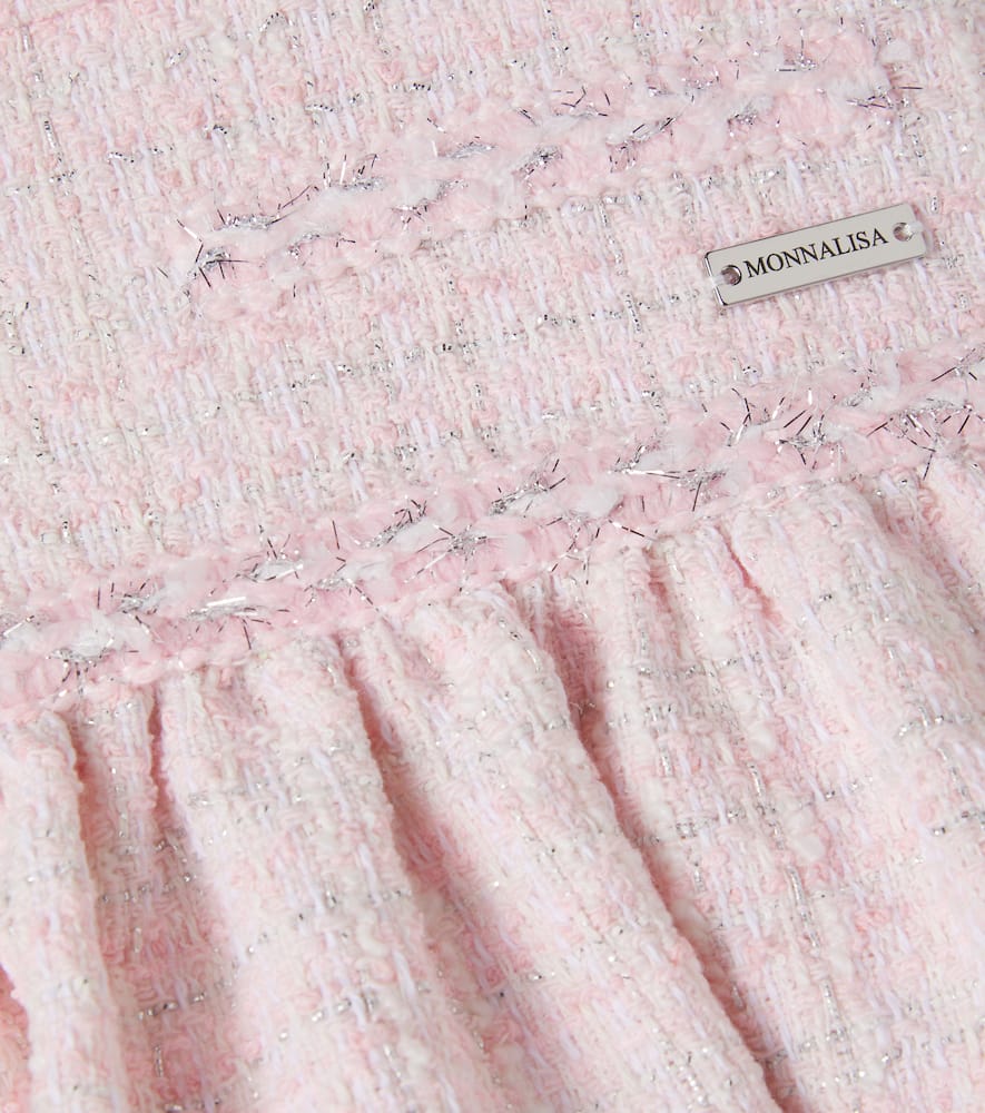 Cotton-blend lamé tweed skirt