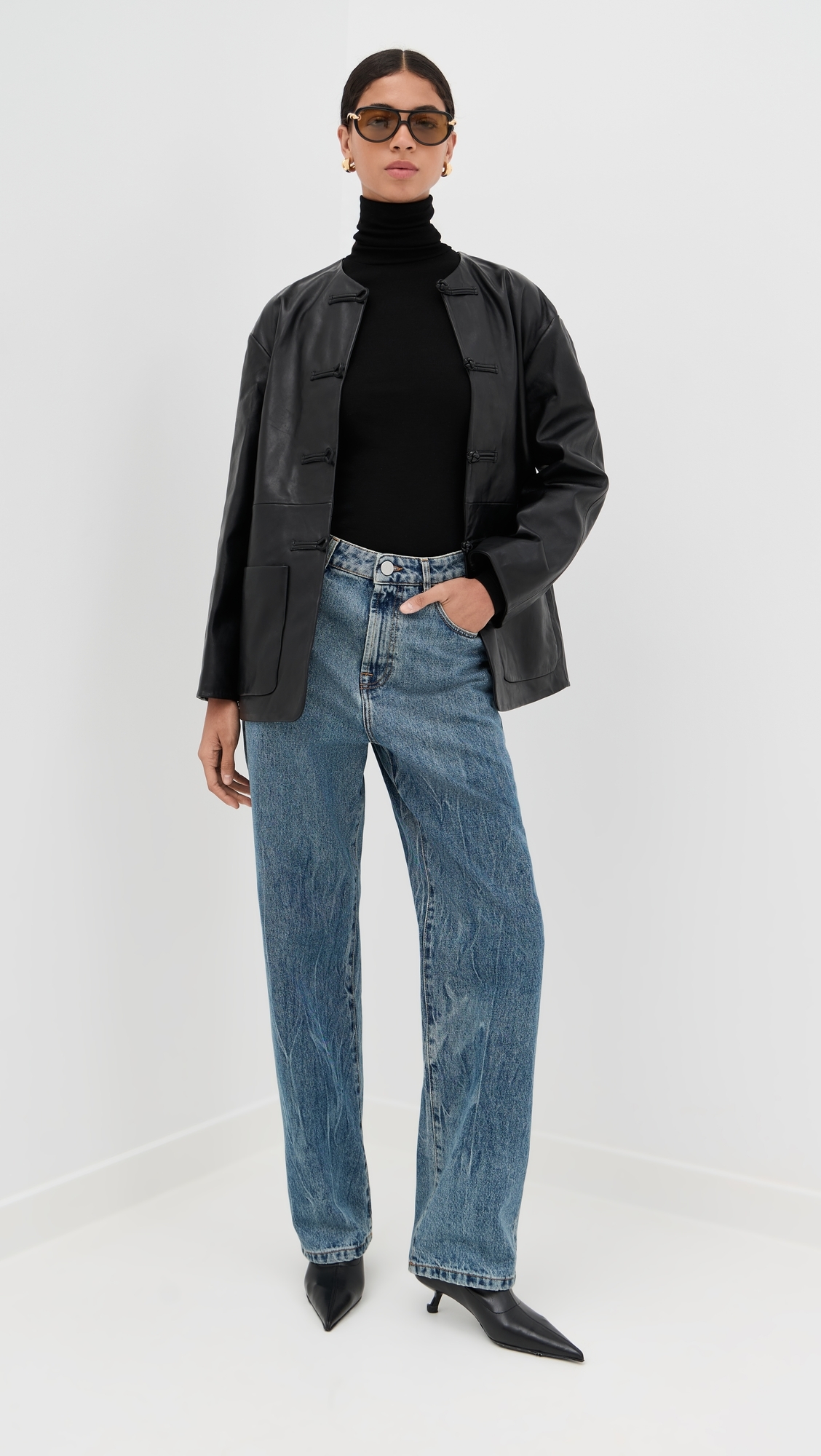 Baggy Fit Denim Jeans Mid Denim Blue
