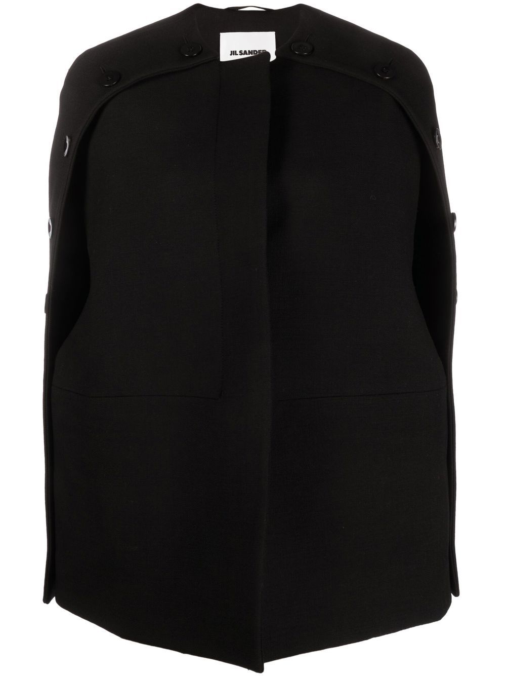 Buttoned slit-sleeves coat - Black