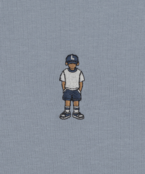 Letterboy Embroidery Short Sleeve T-Shirt Mist Blue