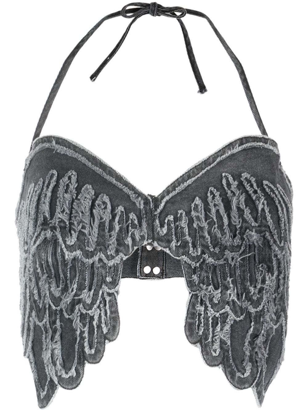 Wing-motif halterneck top - Black