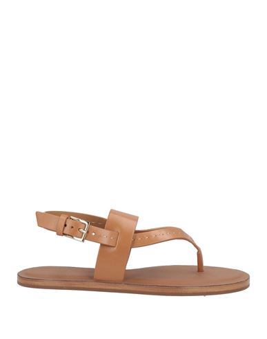 Woman Thong sandal Camel Size 6 Leather
