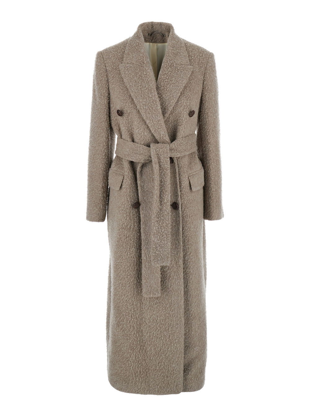 Virgin Wool and Mohair Blend Coat — Beige