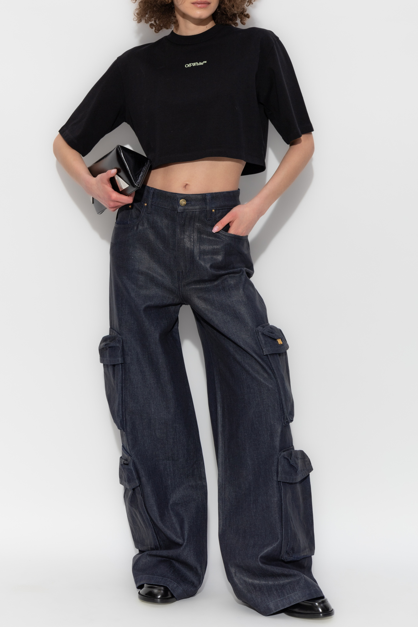 Jeans With Logo, Women's, Navy Blue