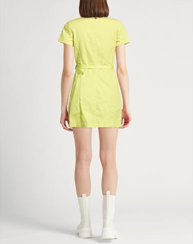 Woman Mini dress Lime green Size M Cotton, Elastane