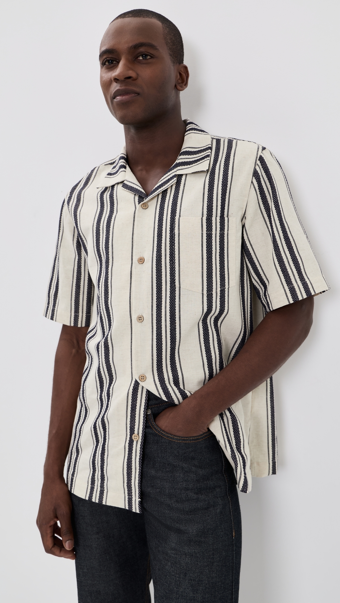 Aloha Dobby Bands Shirt Natural