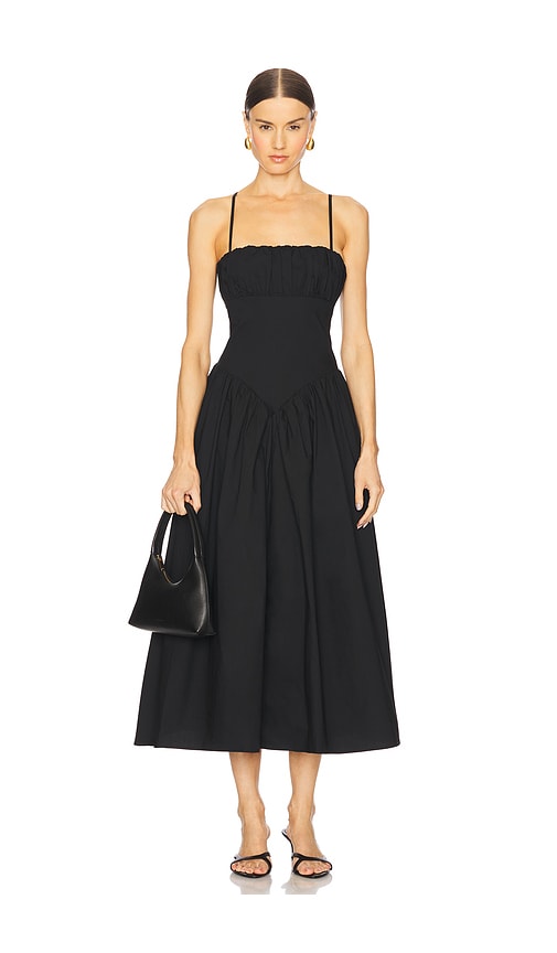 MAJORELLE Austin Midi Dress in Black. S also in