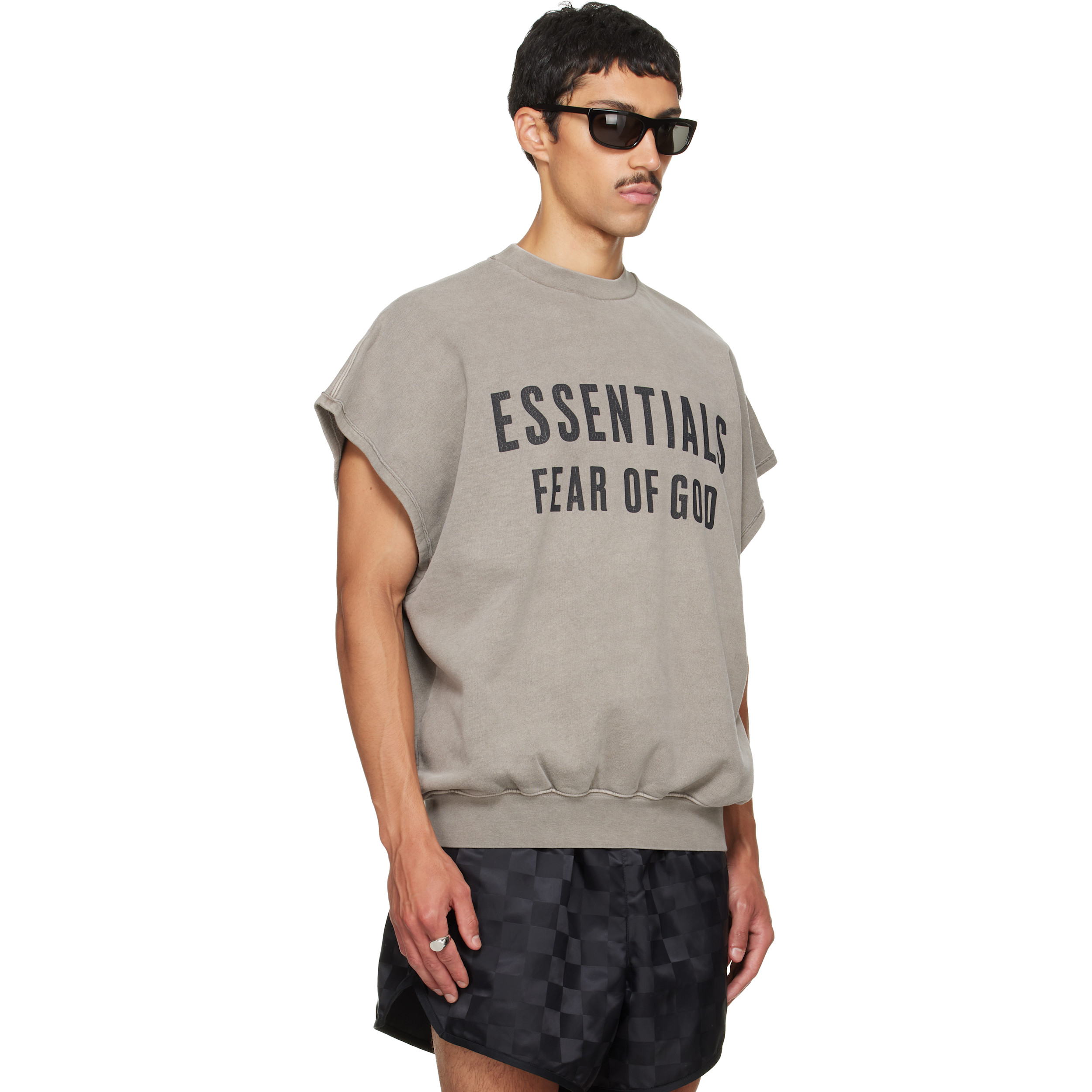 Gray Relaxed Fleece Cutoff Sweatshirt