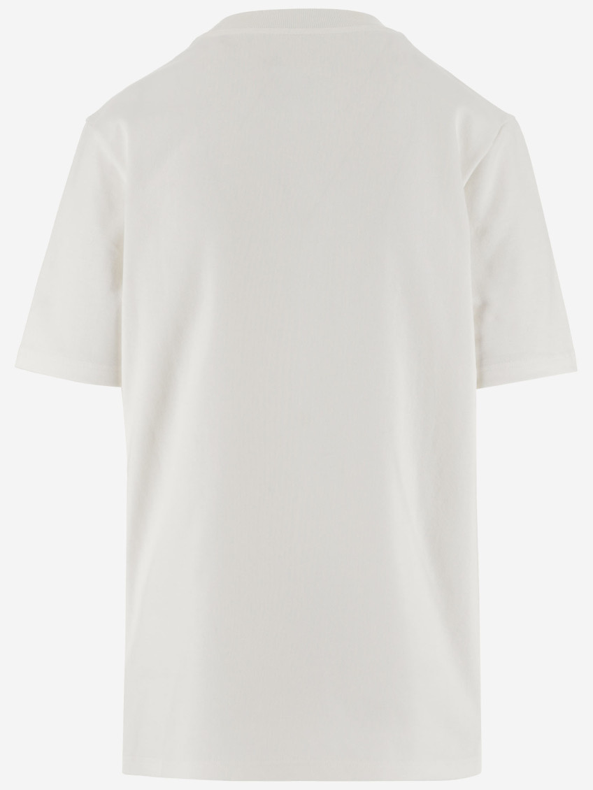 Cotton T-shirt With Leaf Brooch
