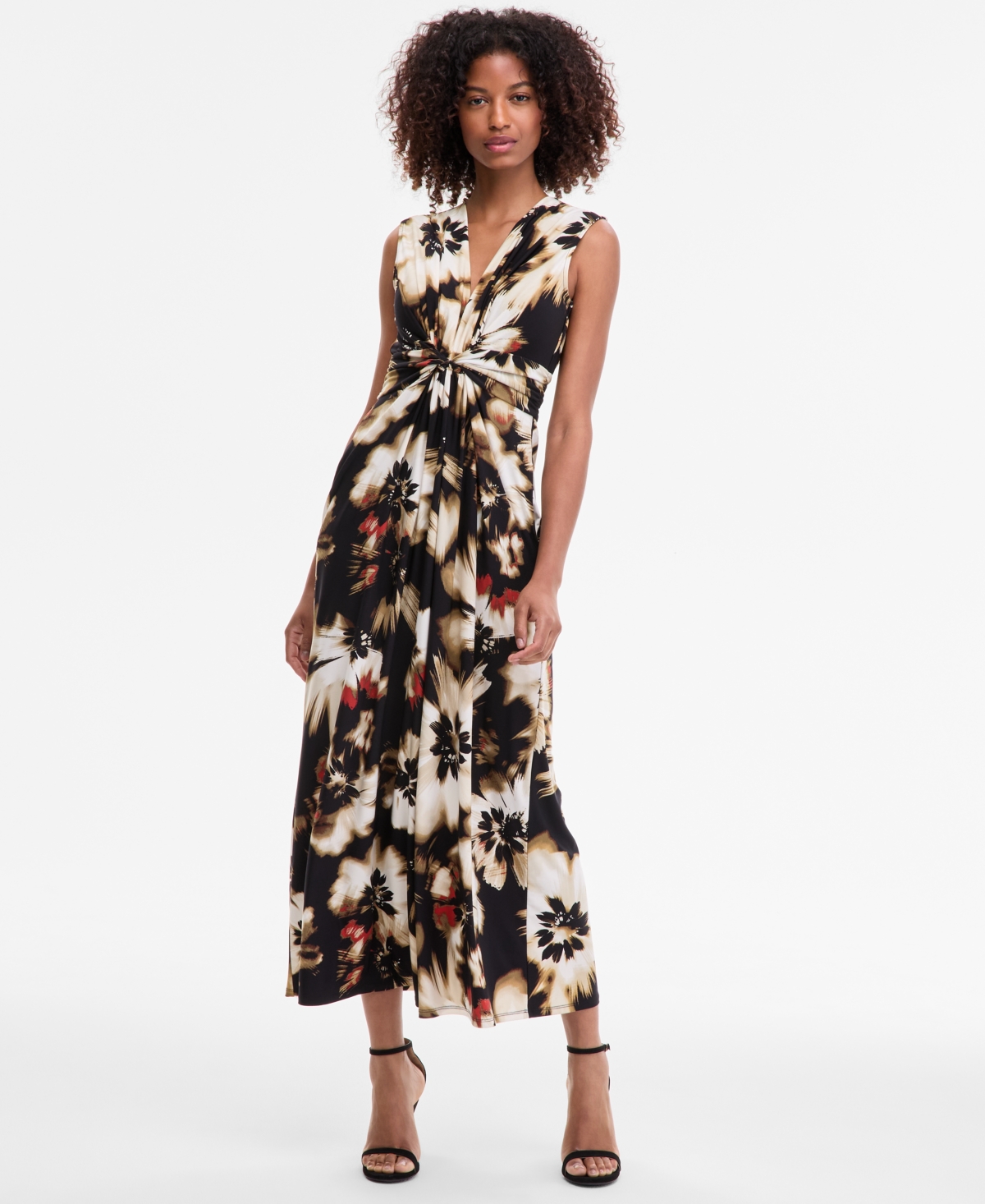 knee length dresses for ladies Caroline Garden Romance Magenta Floral Print Maxi Dress main image 1