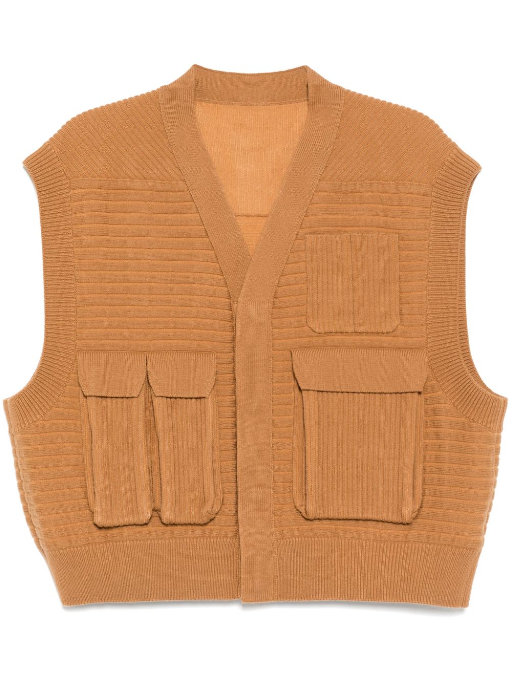 V-collar sweater vest - Brown
