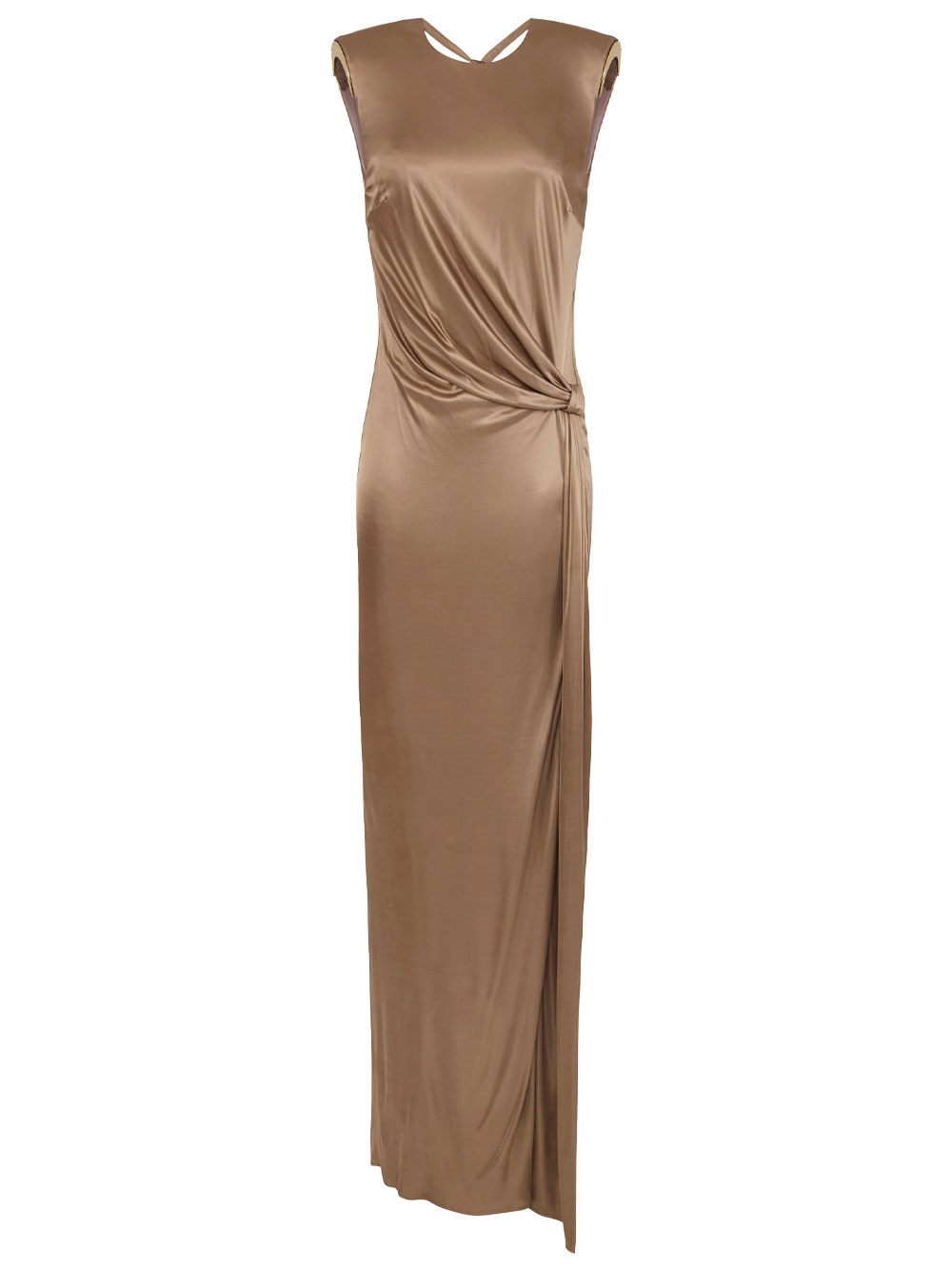 Red Carpet Shiny Viscose Jersey Long Dress With Sid