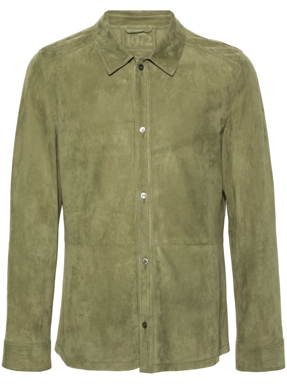 Spread-collar suede shirt - Green