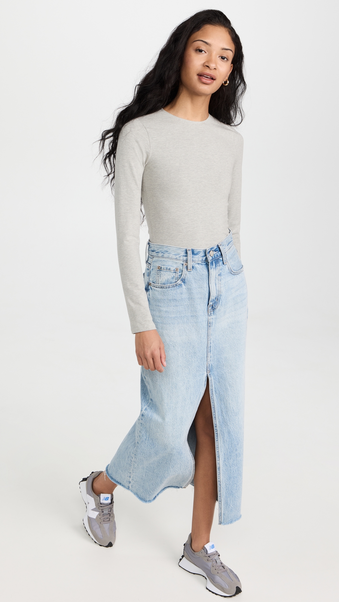 Ambitionist 여성 Everyday Classic Long Sleeve Thong Bodysuit Grey