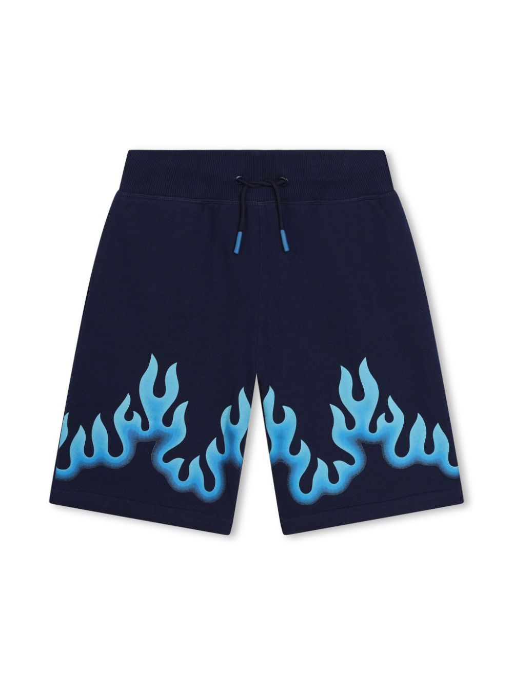 Flame-print drawstring Bermuda shorts - Blue