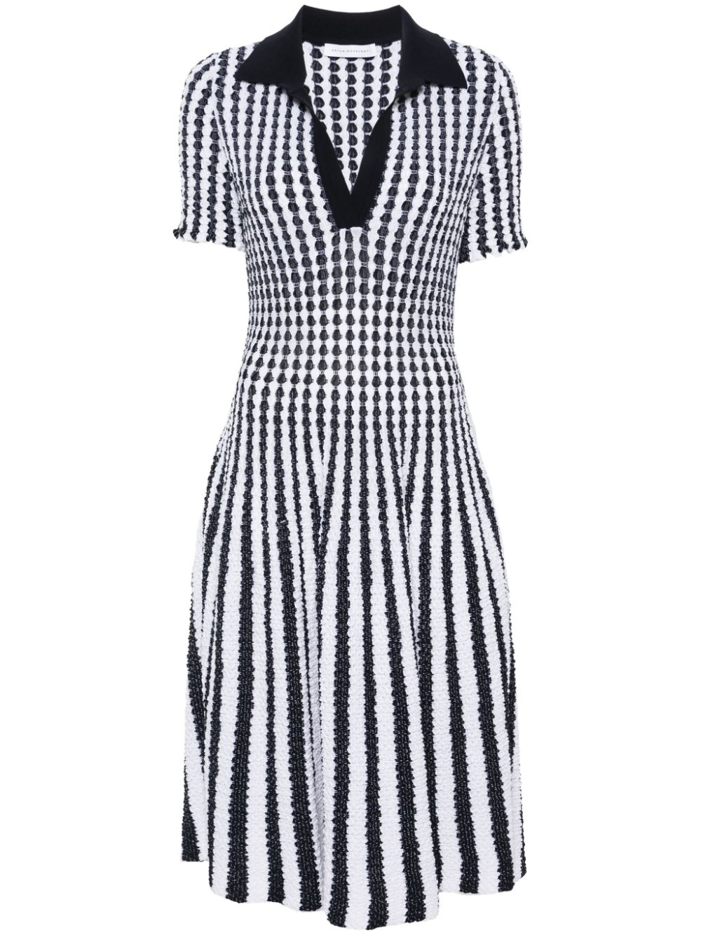 Striped seersucker midi dress - Blue