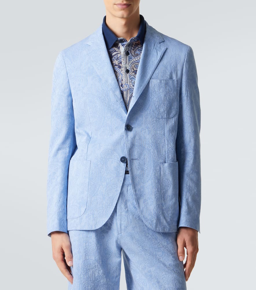 Woven cotton jersey blazer