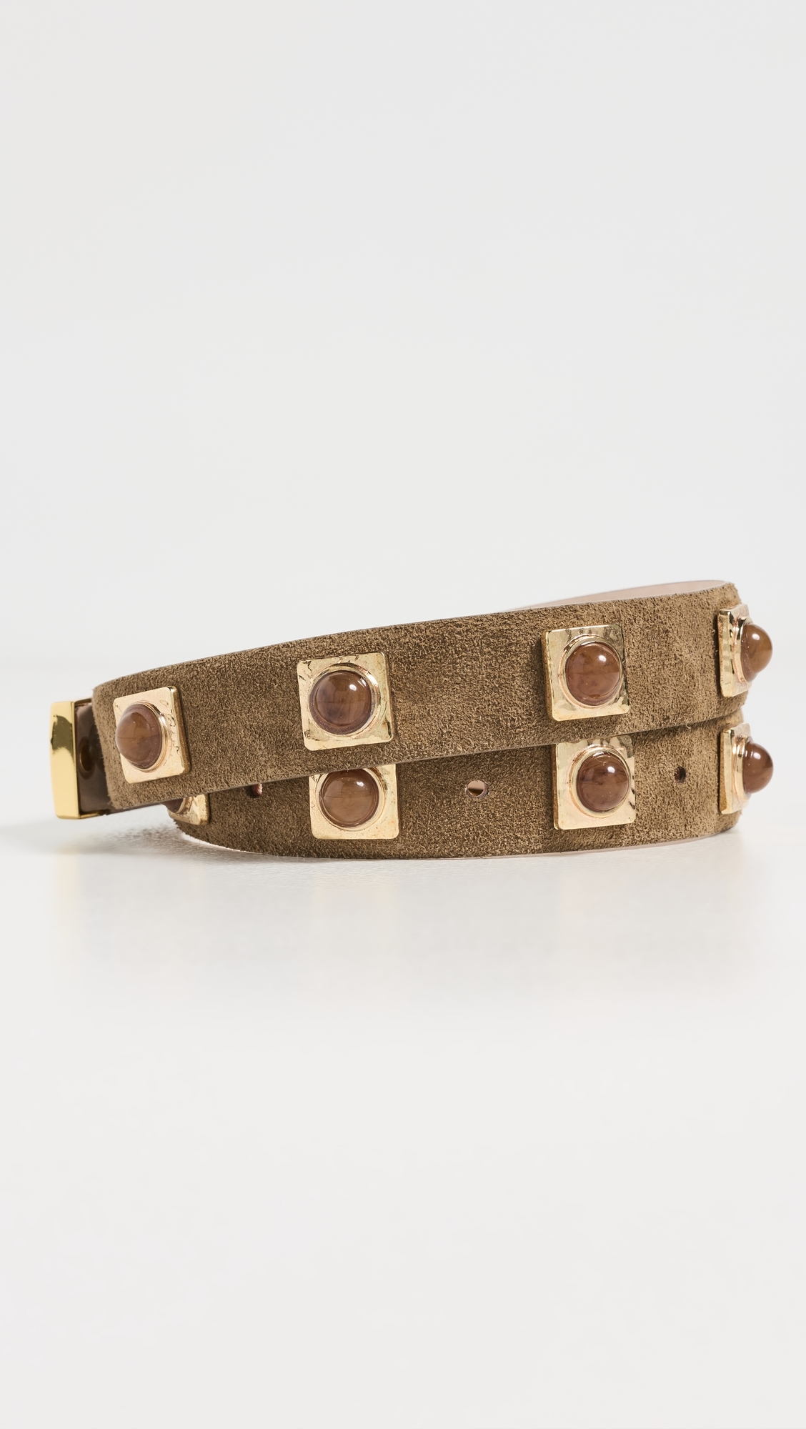 No. 2 Mocha Suede Studded Belt Mocha S