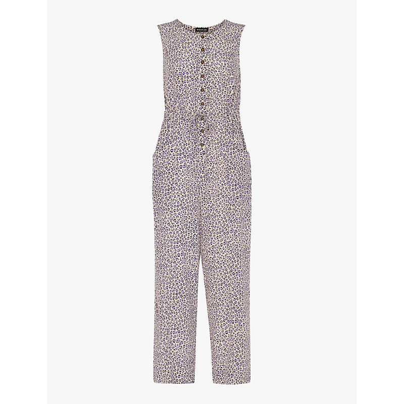 Womens Cream/Black Dashed Jess Leopard-print Woven Jumpsuit