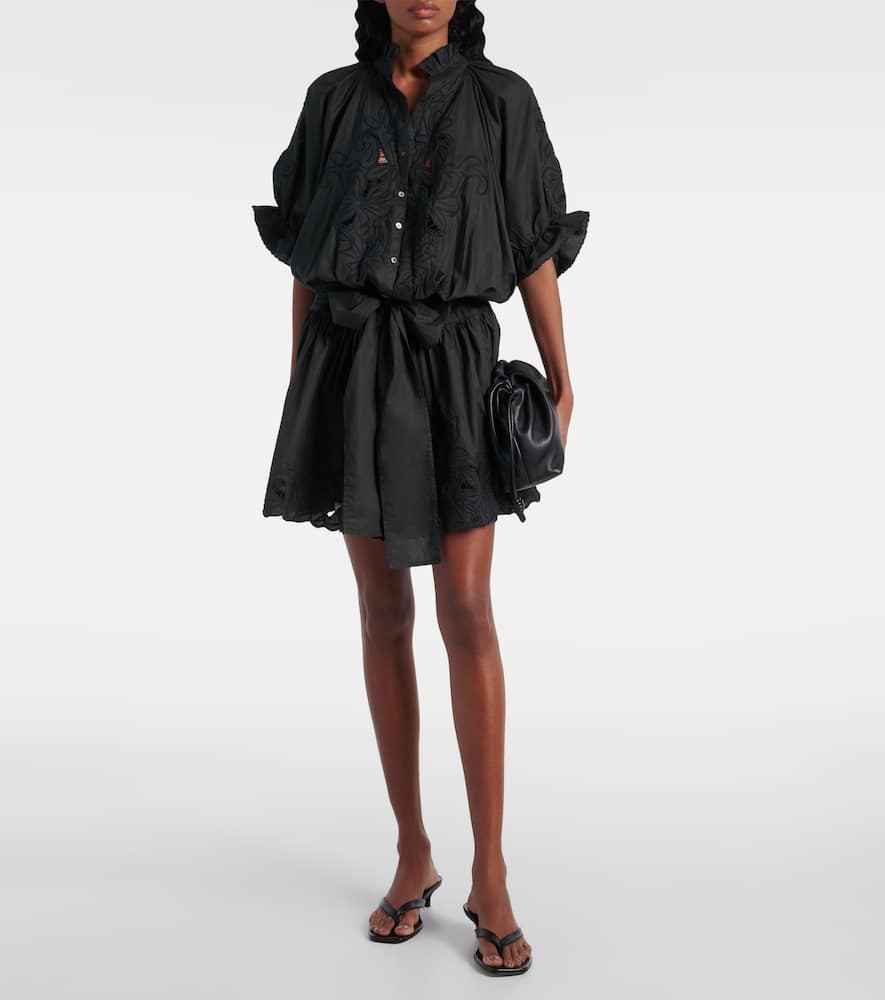 Embroidered cotton poplin minidress