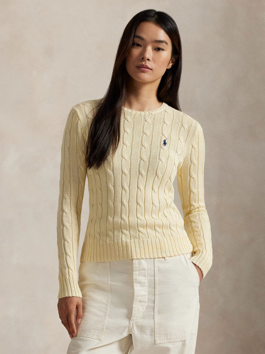Cream Crewneck Logo Sweater