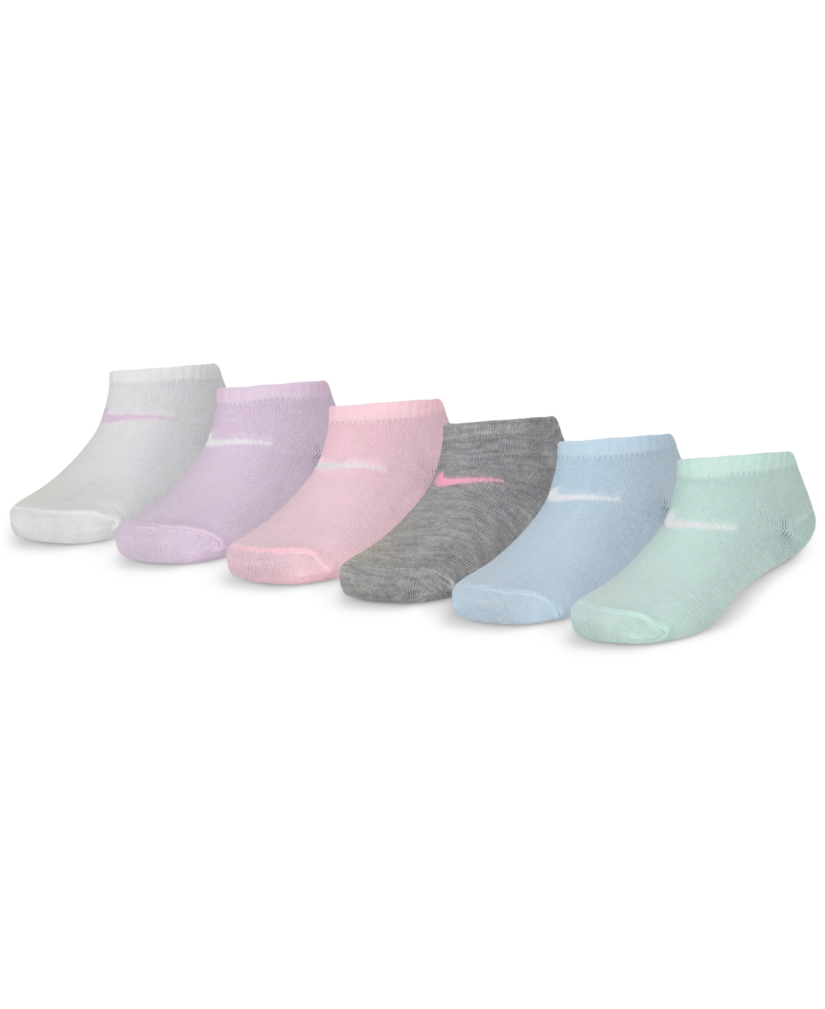 Big Girls Metallic Swoosh Low Socks, Pack of 6 - Doll