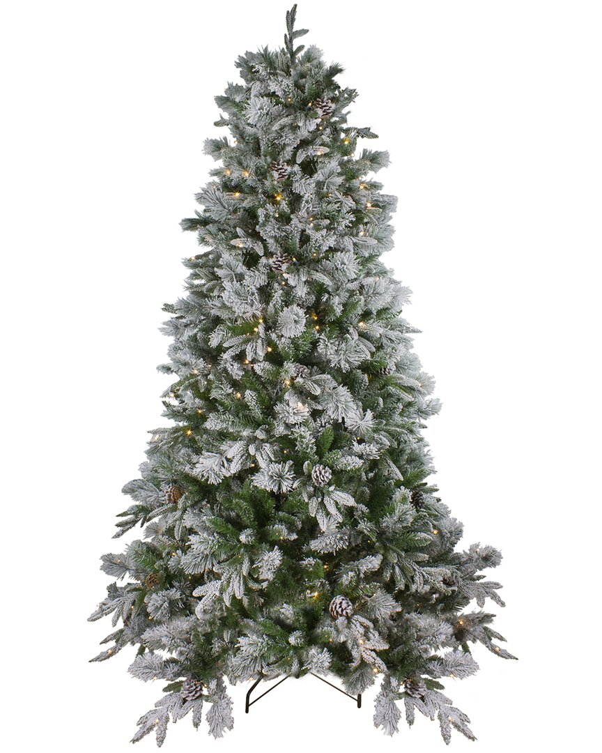 Northlight 7.5ft Pre-Lit Flocked Rosemary Emerald Angel Pine Artificial Christmas Tree - Clear LED Lights