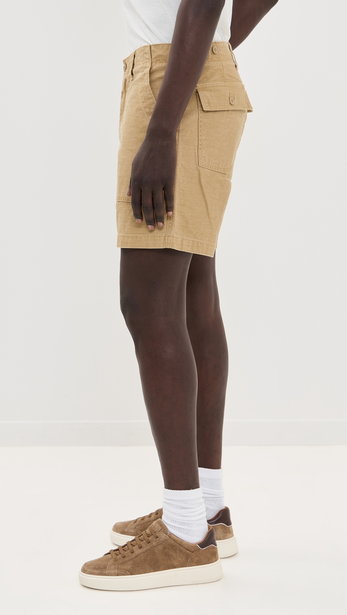 Taylor Stitch Surplus Shorts Khaki Reverse Sateen