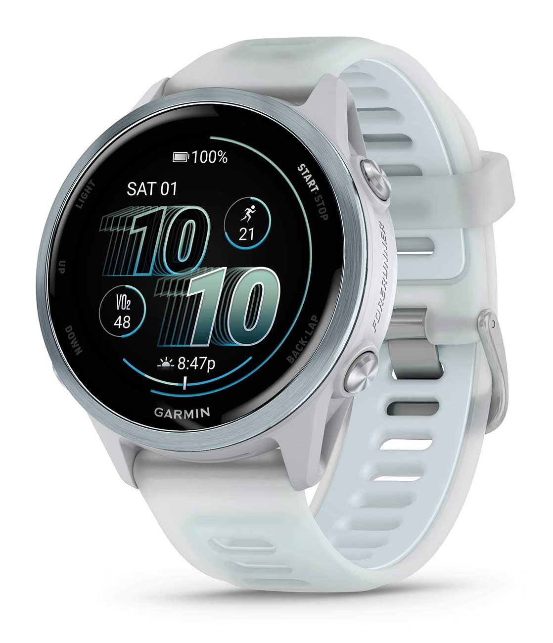 Forerunner 570 Smartwatch 42mm Cloud Blue Aluminum Case with Translucent Whitestone Band
