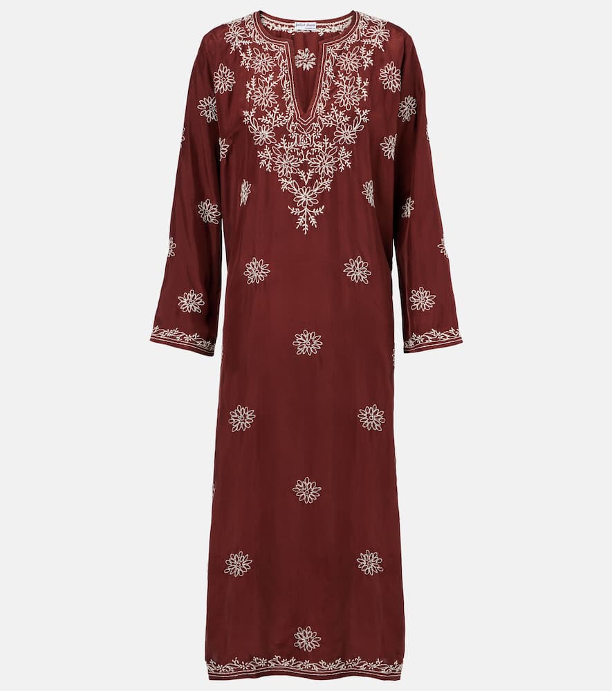 Floral embroidered silk tunic