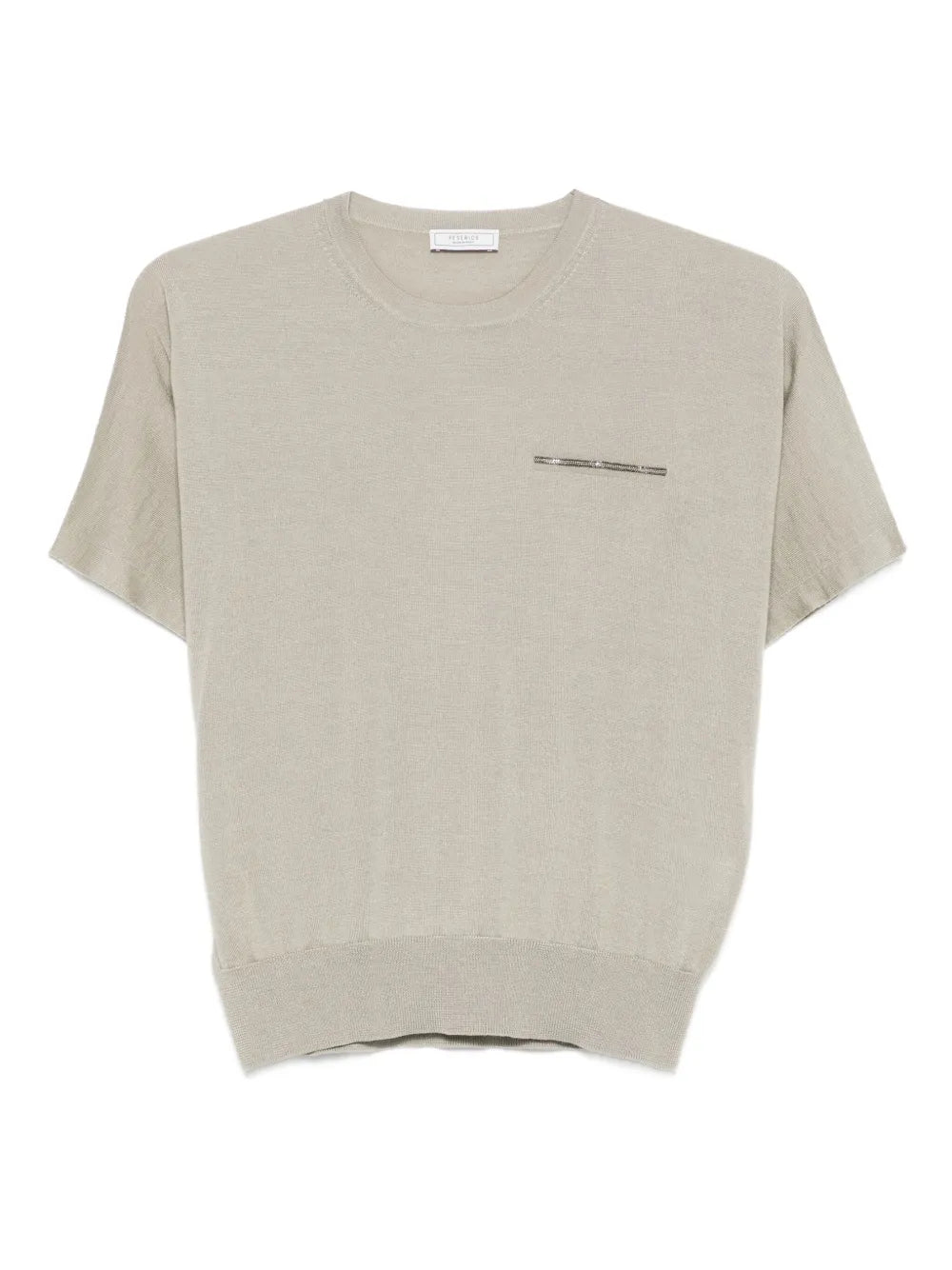 Metallic-Embellished Cashmere-Silk T-shirt — light green