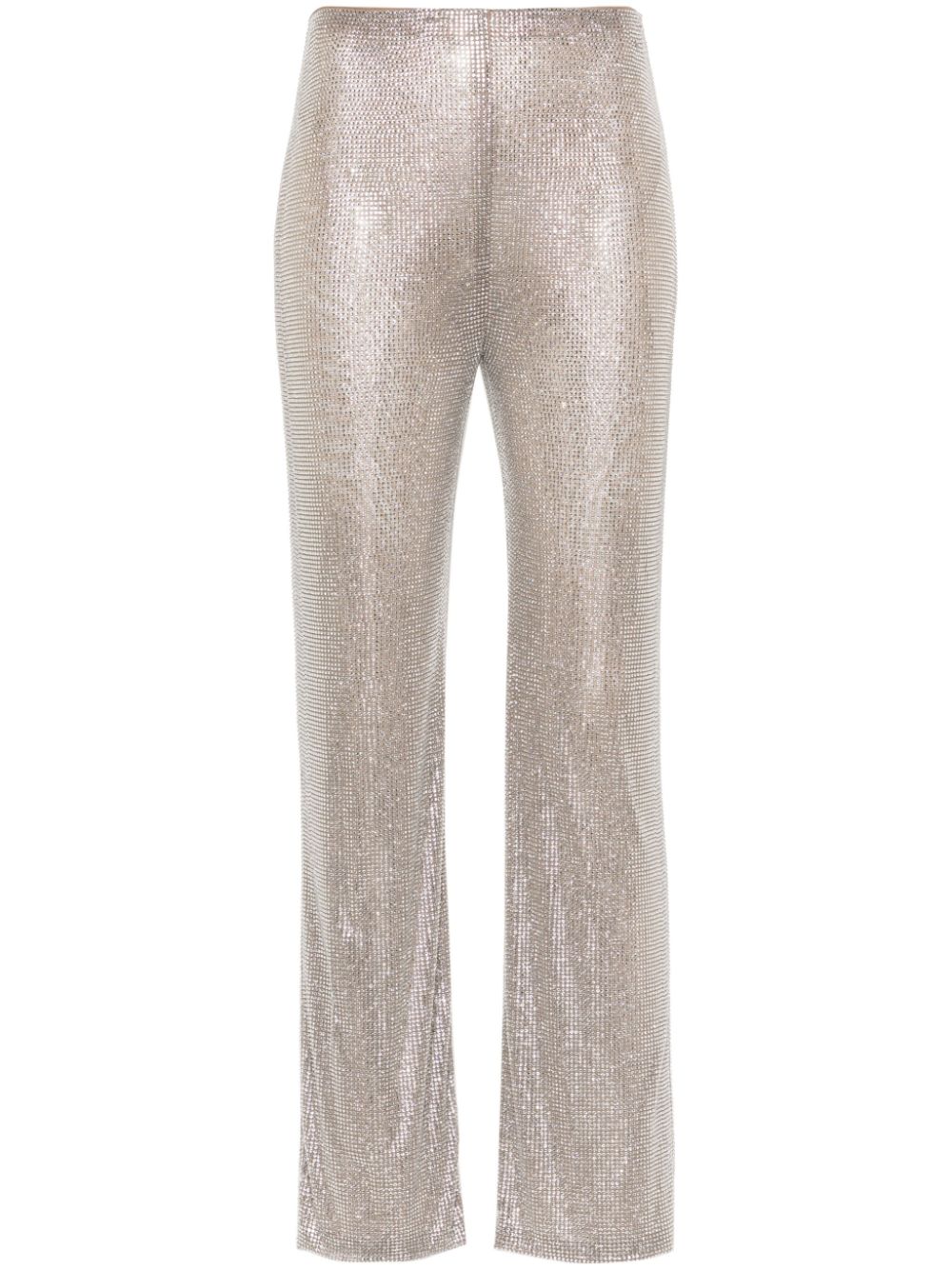 Rhinestone-embellished high-waist leggings - Metallic